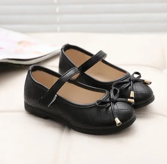 

Footwear Princess Infant Children Girl Shoes With Bowknot PU Leather Children Sneaker Kids Toddler Flat Shoes