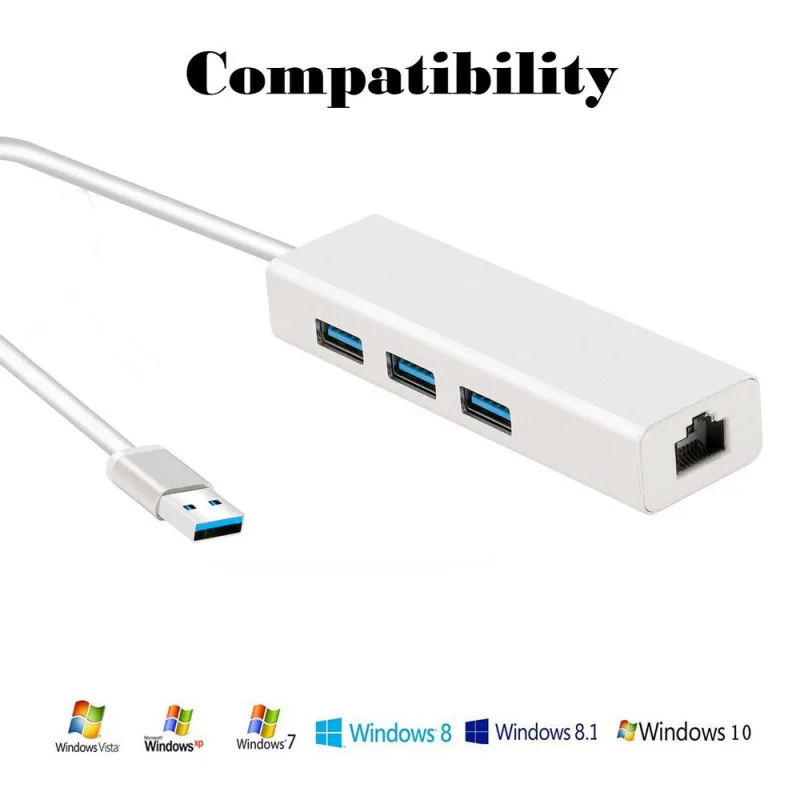 3 порта USB 0 гигабит Ethernet Lan RJ45 сетевой адаптер концентратор до 1000 Мбит/с ПК |