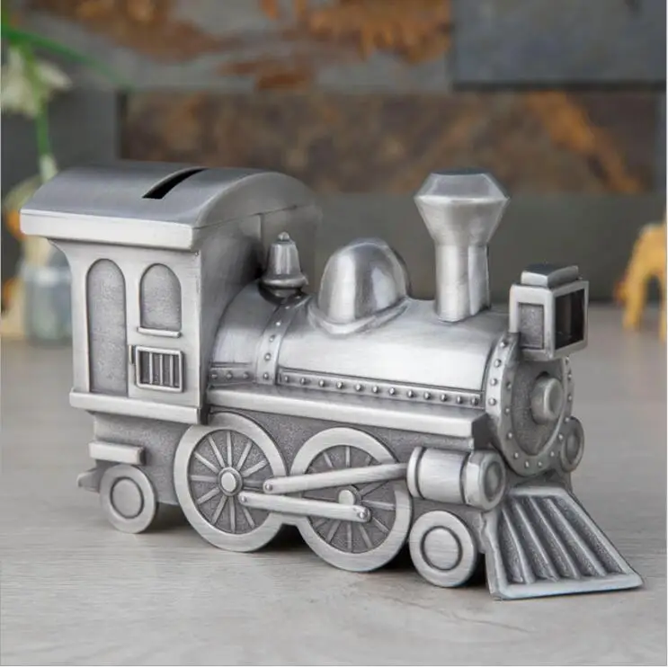 cartive retro train metal piggy bank money cash box for chirdren's saving safe coin dispenser PB062 | Дом и сад