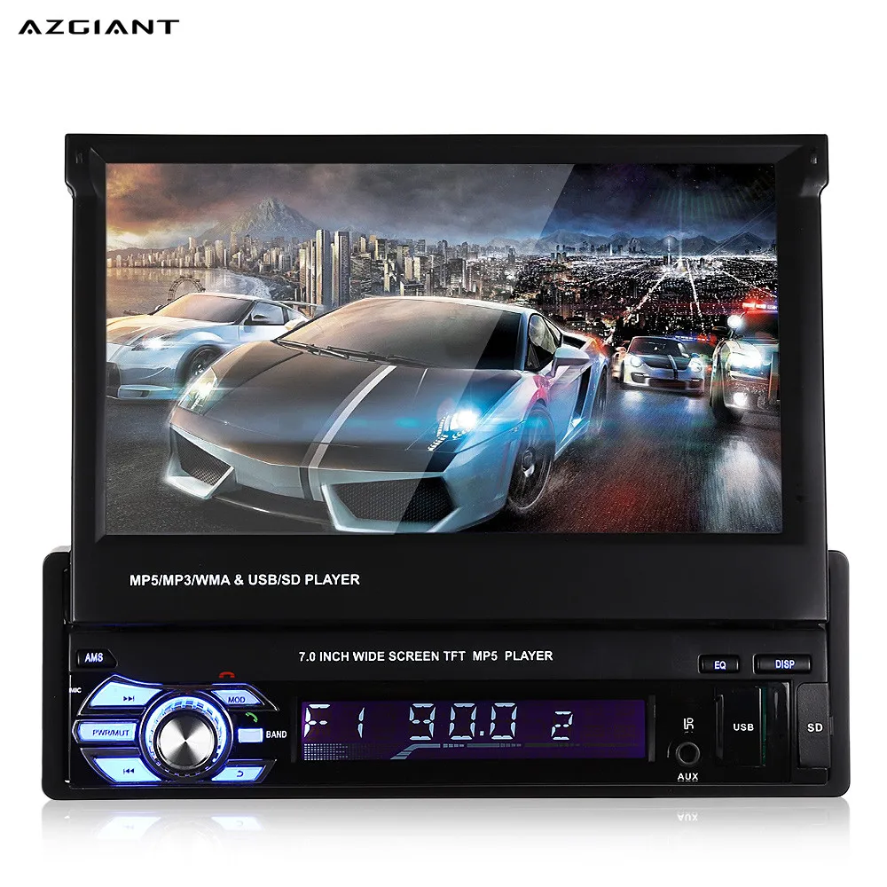 AZGIANT 1 Din 7 ''HD цифровой дисплей выдвижной экран автомобиля MP4 MP5 плеер стерео fm