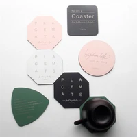 creative pu leather coaster heat resistant non slip coaster cup mats pink black round mat pads hot drink holder home decoration