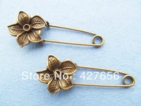 2pcs good quality antique bronze plum blossomwintersweet broochbreastpinpendanthanging charmfindingfit cabochon cameo