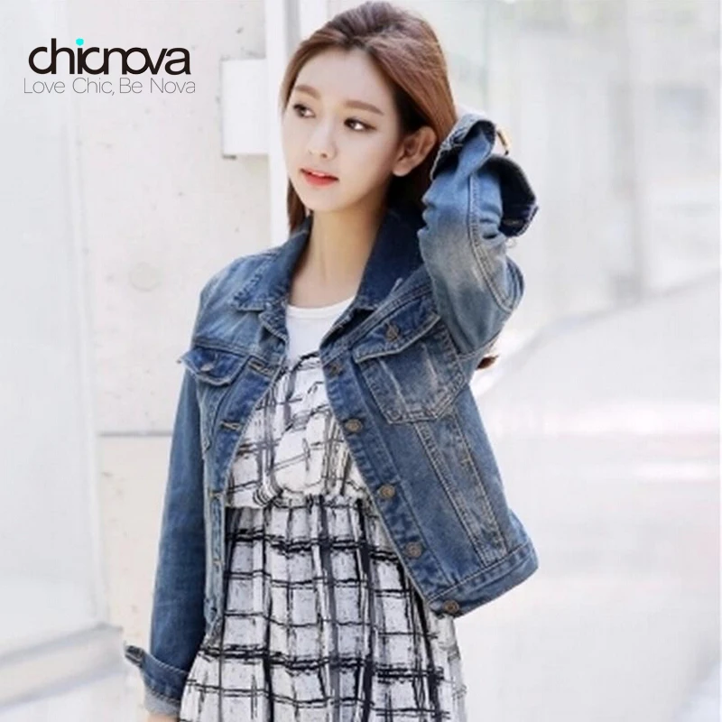 Женская джинсовая куртка с длинным рукавом в винтажном стиле | одежда