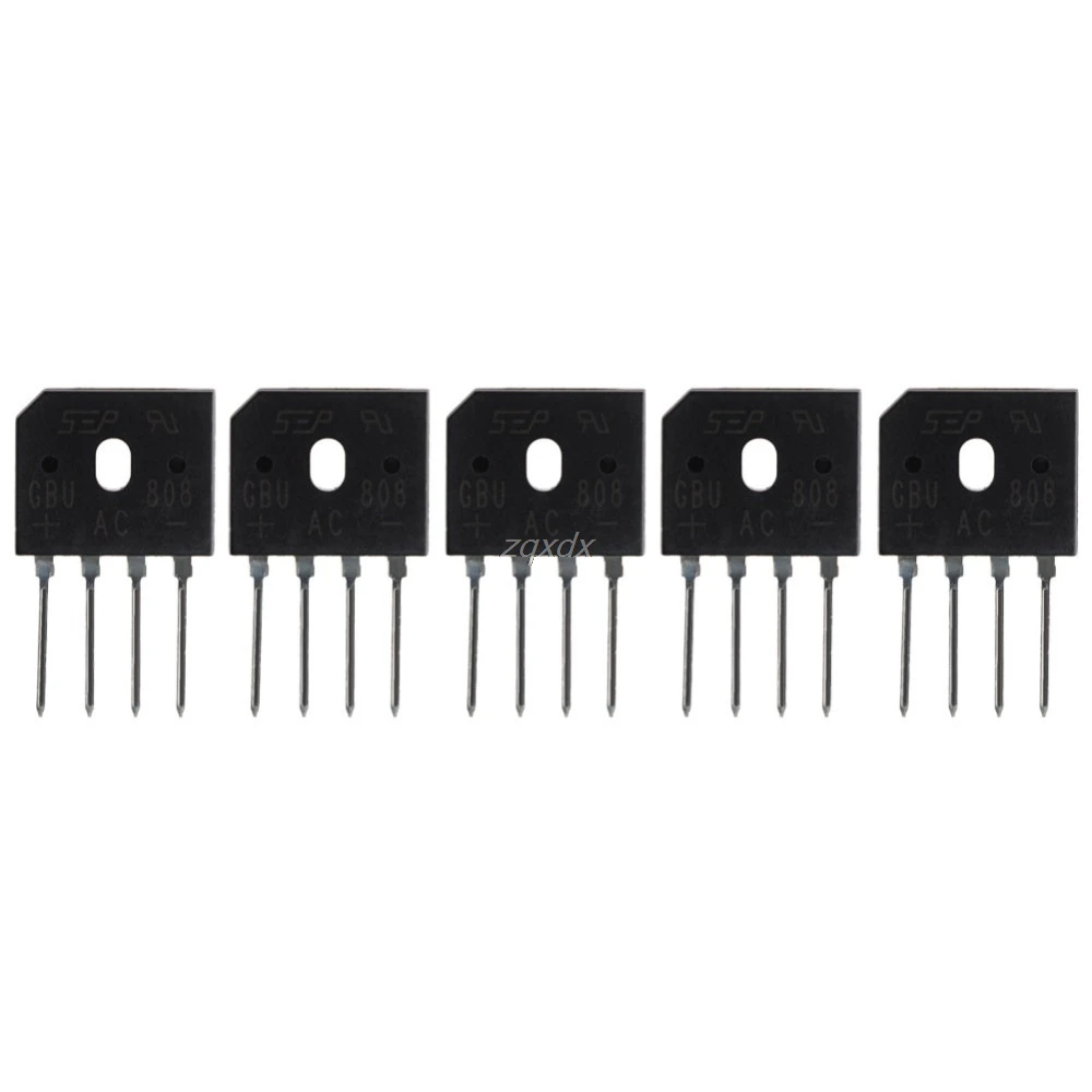5 шт. GBU808 800 в 8A однофазный диодный мост выпрямитель IC чип Прямая
