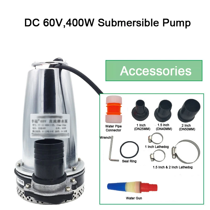DC 60 V Погружной скважинный водяной насос 400 W ирригационный ферма и ранчо