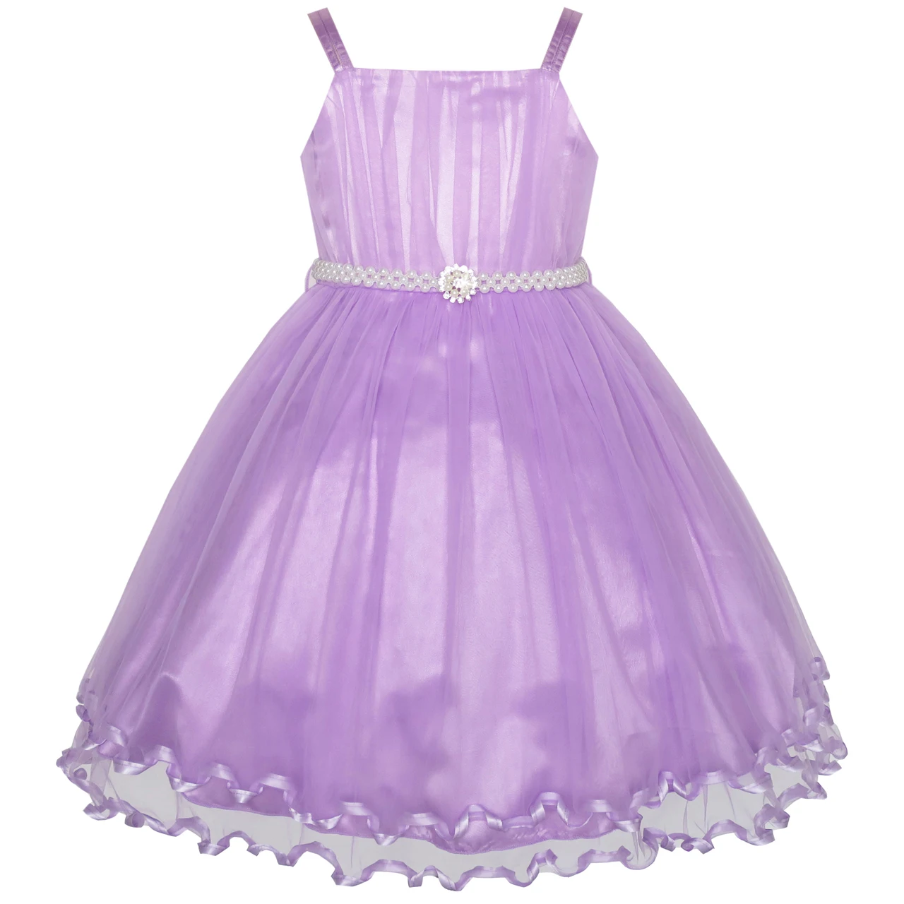 

Flower Girl Dress Purple Cape Pearl Belt Wedding Party 2020 Summer Princess Dresses Girl Clothes Pageant Sundress Vestidos