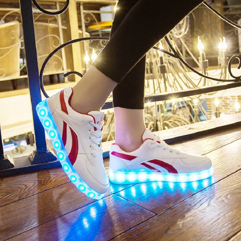 7 Цвета светодиодные светящиеся ботинки унисекс кроссовки мужские и женские с USB