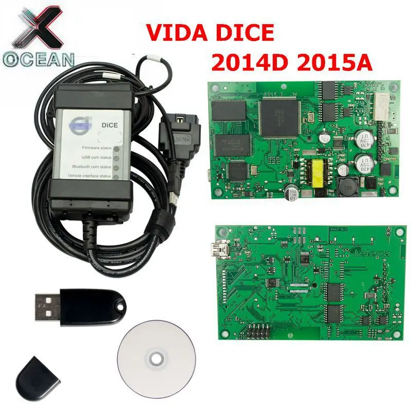 Высокое качество полный чип для Volvo Vida Dice 2014D 2015A добавить автомобили до OBD2 Авто диагностический инструмент Dice Pro Vida Dice зеленая доска