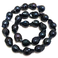 16 inches 13 22mm black natural fireball flame baroque pearl loose strand