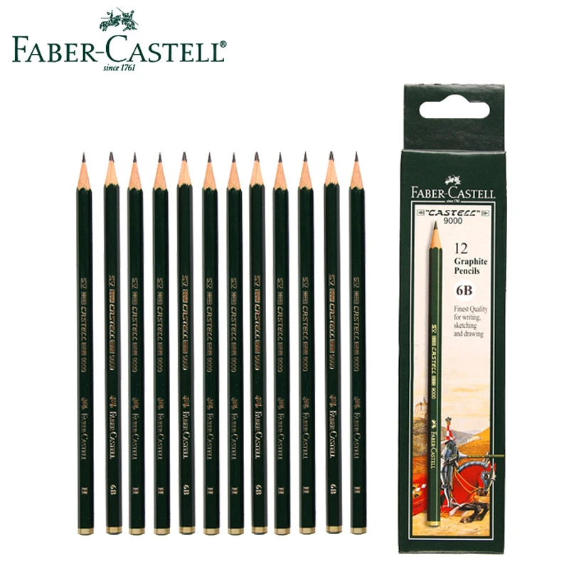 12 шт. FABER CASTELL 9000 карандаш для рисования древесным углем эскизов H 2H 3H 4H 5H F B 2B 3B 4B 5B 6B
