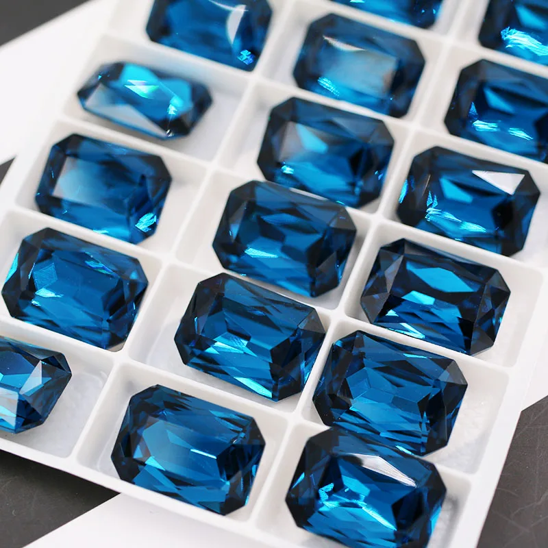 10x14mm 13x18mm Peacock blue Rectangular octagonal shape pointback crystal strass glass rhinestones diy clothing Accessories | Дом и сад