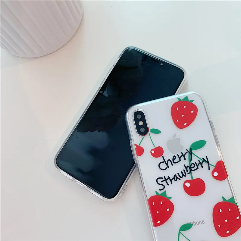 POBLU Summer Fruit Case For iphone XR XS Max Cute Strawberry Lemon Clear TPU Soft Back Phone Cover 6s 7 8 Plus Capa |