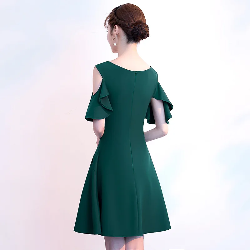 Зеленые вечерние платья, новинка, Robe De Soiree, Простое Повседневное вечернее платье, короткое, элегантное, Vestidos De Fiesta De Noche ES2007