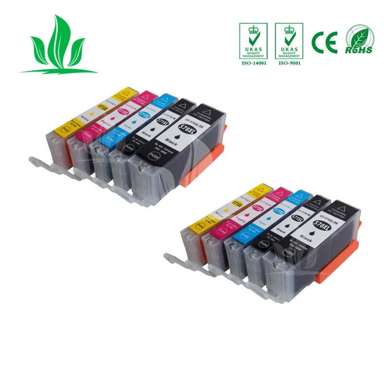 10 шт. 570XL 571XL чернильные картриджи совместимые с canon MG5750 MG5751 MG5752 MG5753 MG6850 MG6851 MG6852 MG6853