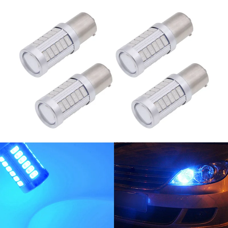 BLue Katur 4 шт. 1156 BAU15S PY21W BAW15s PR21W светодиодный лампы с одной нитью для автомобилей, сигнальные огни поворота, Янтарное Красное освещение - Испускаемый цвет: BLue