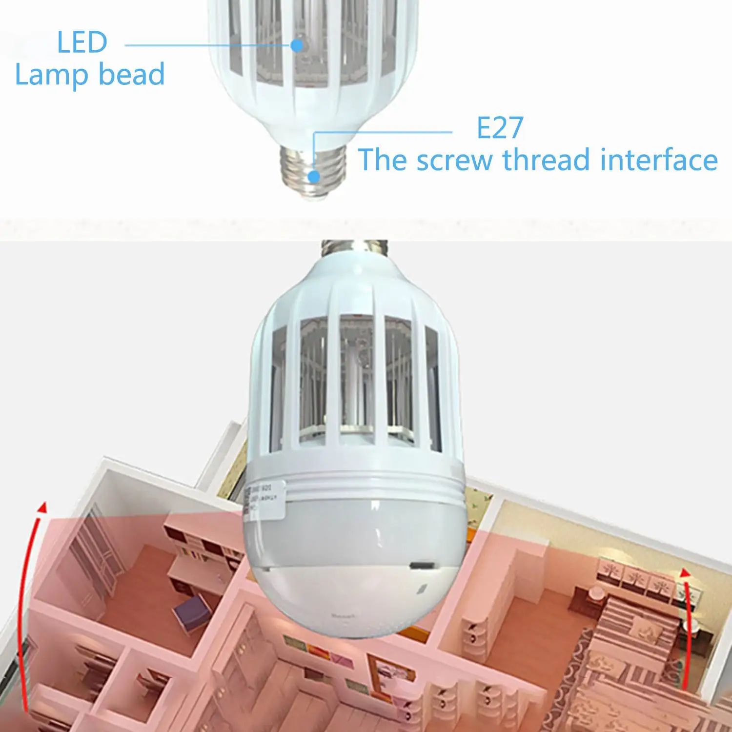 360 градусов инсектицидная лампа Беспроводной панорамный сети ip смарт лампы в