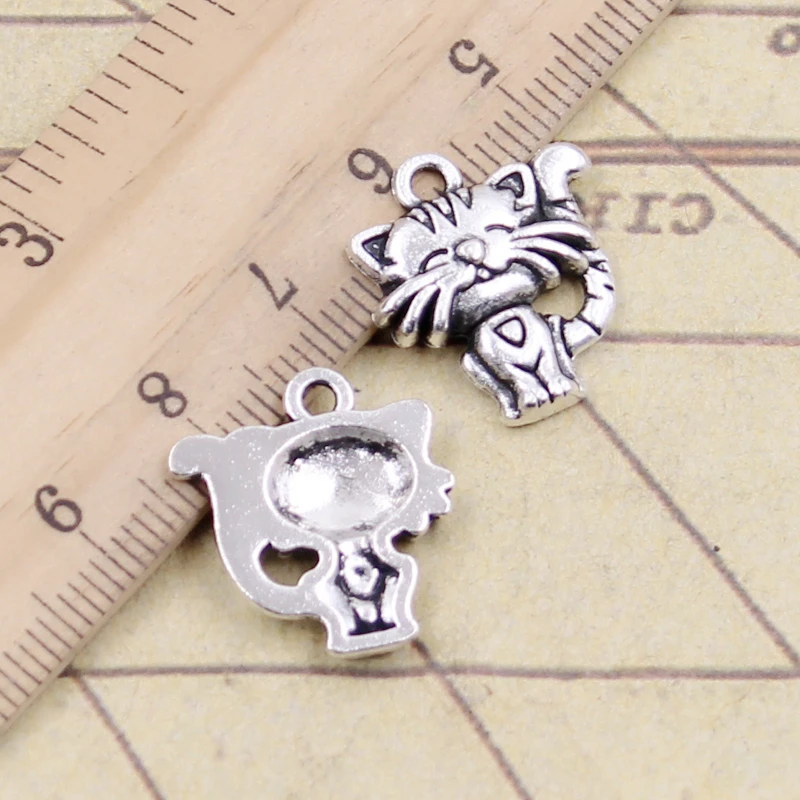 10 шт. Подвески с улыбающимся котом 19x17 мм|charms smile|tibetan silver platedsmile charm |
