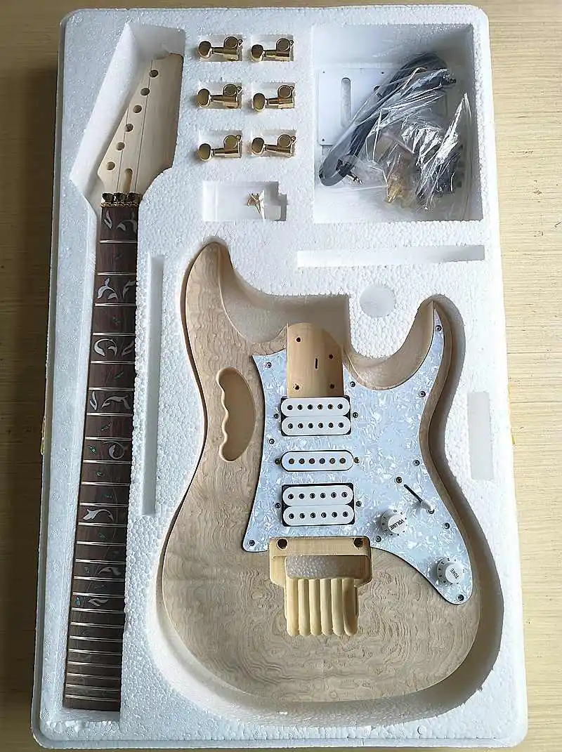 CLDJT-1 DIY 7 в Маньчжурский пепельный электрогитара набор липа корпус палисандр гриф прочный клен шеи аксессуары для гитары - Цвет: CLDJT-1