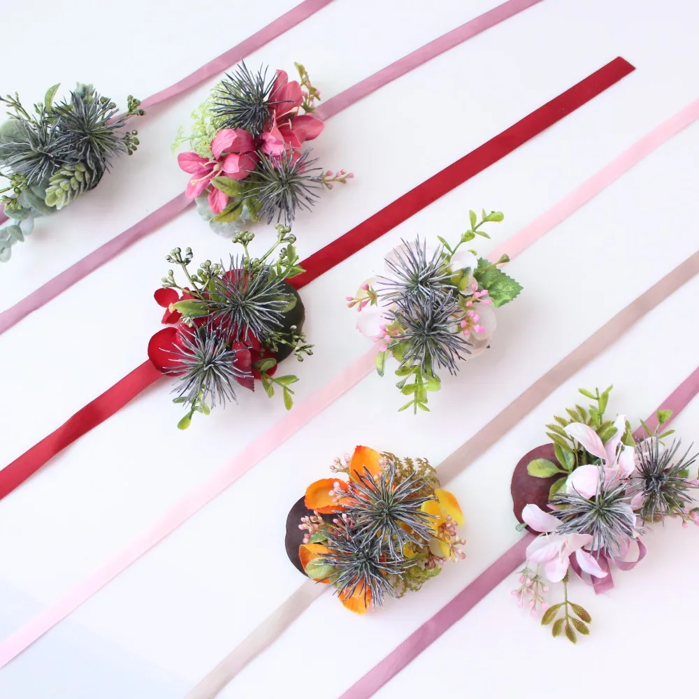 Искусственные Свадебные бутоньерки для невест пластиковые синие Одуванчики на