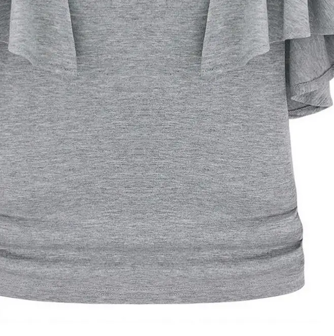 2017 L-5XL плюс Размеры тонкий женский футболка летние оборками Для женщин Цвет