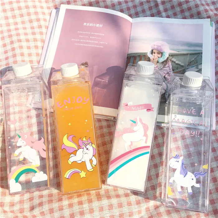 Ins новый милый воды пластик мультфильм питьевой контейнер Фламинго Unicornio чашка