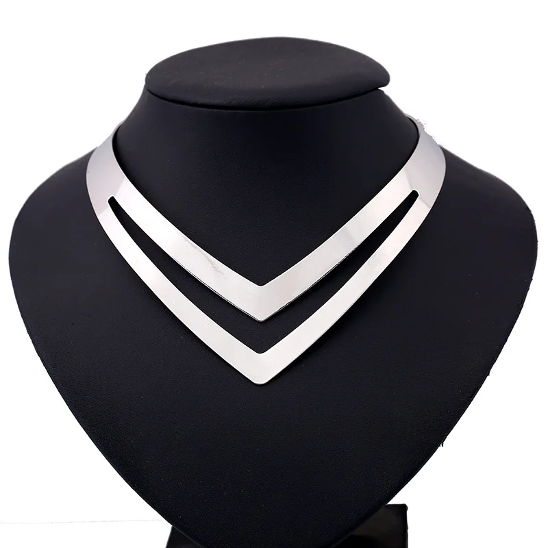 

LZHLQ Geometric Hollow Metal Torques Women Trendy Simple Smooth Choker Necklaces Plated Collars Necklace Punk Jewelry Statement