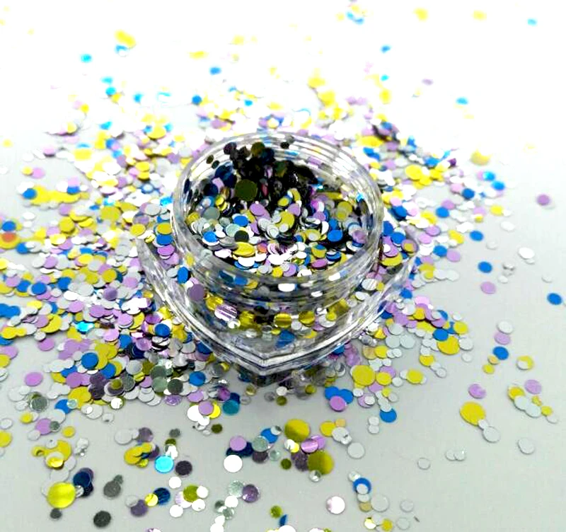 

17USD/100g Nail glitter DOTS POKER PINK 1/2/3 mm Ultra Metallic Glitter Mix Dots Circles for Gel Nail Art & Acrylic #PLT-03#002