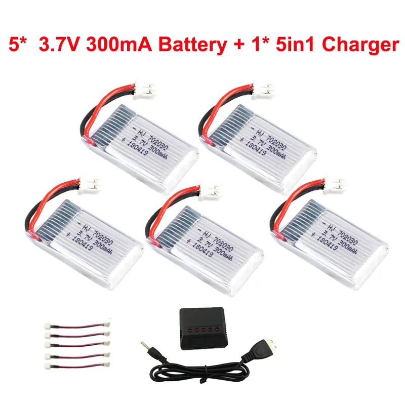 T2G5B-5in1CH-5LN 3,7 V 300mAh Lipo батарея для JJRC H56 T2G Дрон батарея для RC Quadcopter запасные части - Цвет: T2G5B-5in1CH-5LN