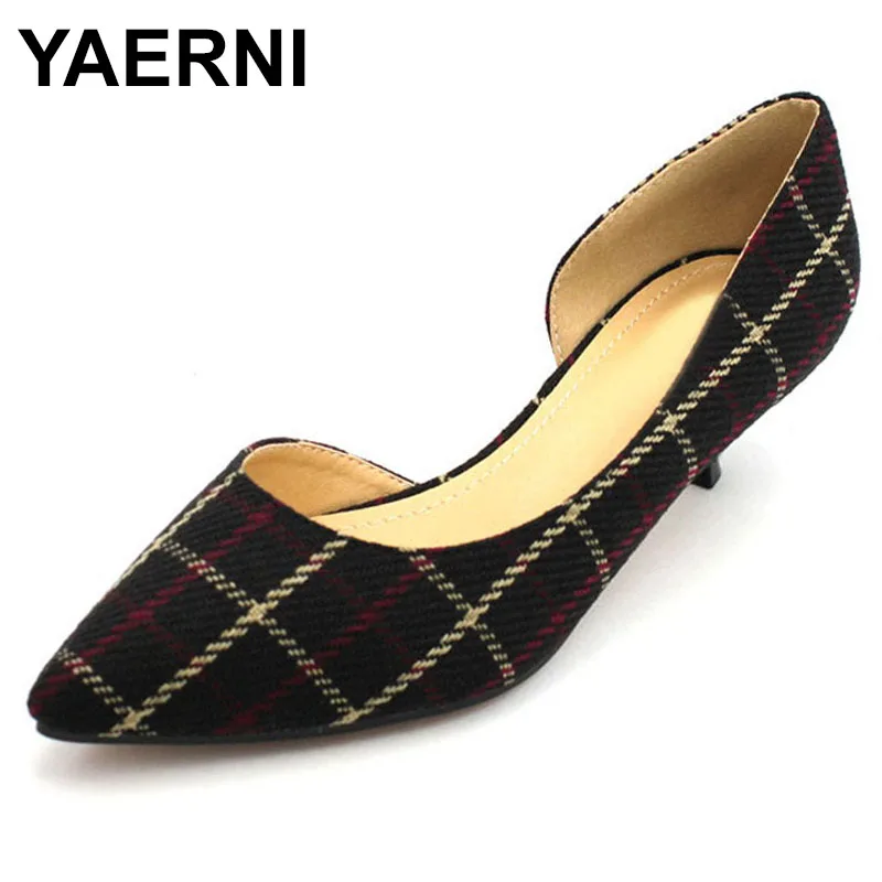 YAERNI/Женская обувь на высоком каблуке с острым носком низком E809 2019 | Обувь