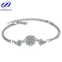 new arrival korean style fashion silver plated jewelry sweet round crystal two colors temperament bracelets sb84