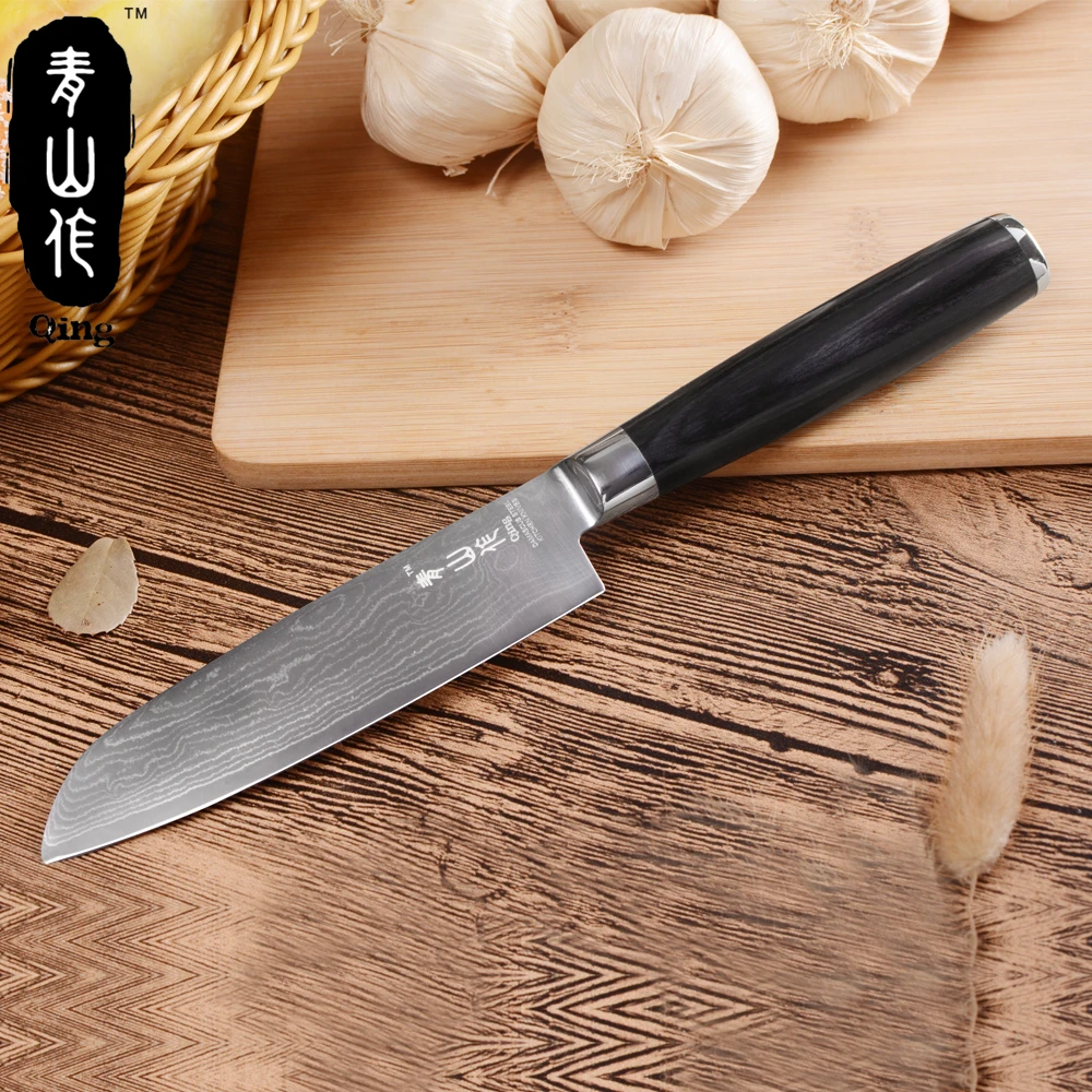 QING Japan VG10 дамасский шеф повар кухонный нож с цветной деревянной ручкой