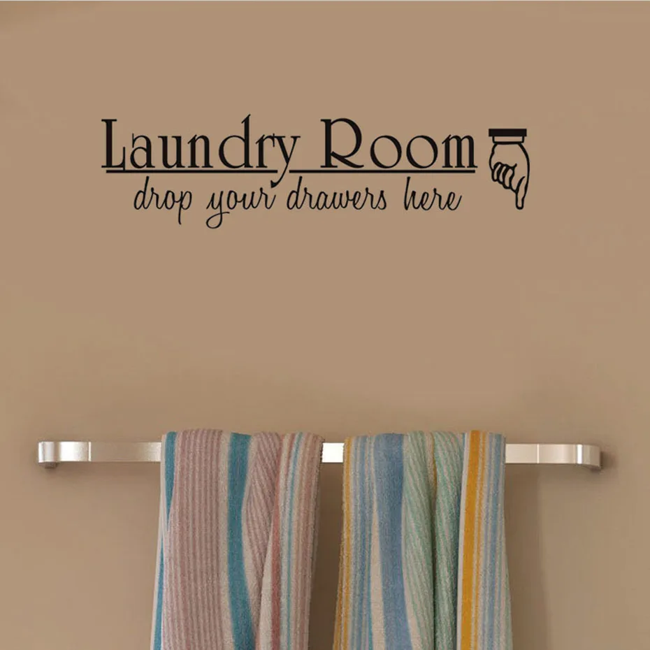 Виниловые наклейки на стену в несколько стилях для стиральной комнаты