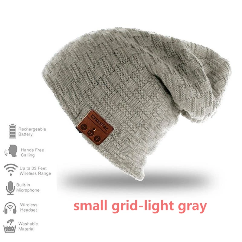 small-grid-lightgray Bluetooth шляпа мода беспроводной Bluetooth CHENFEC шапка с стереонаушники гарнитуры наушники Колонки микрофон лучшие подарки - Цвет: small-grid-lightgray