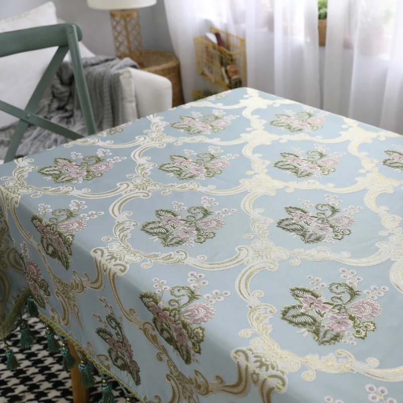 Винтажная скатерть с вышивкой в Европейском стиле прямоугольная красивыми