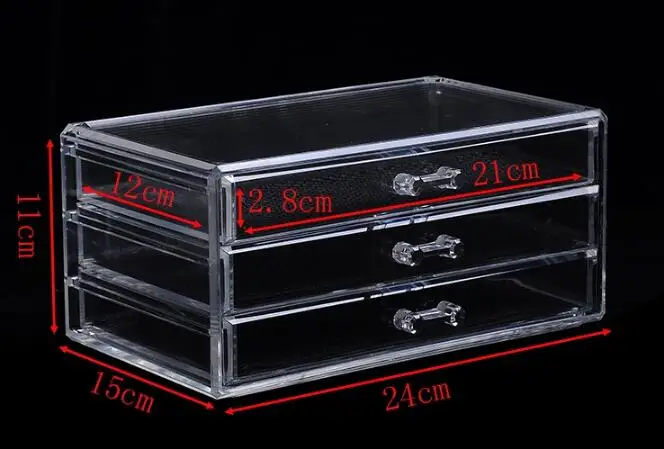 

Acrylic Make Up Organizer 3 Drawers organizador Clear Plastic Cosmetic Storage Box Makeup Organizer Storage Boxes Bins storage
