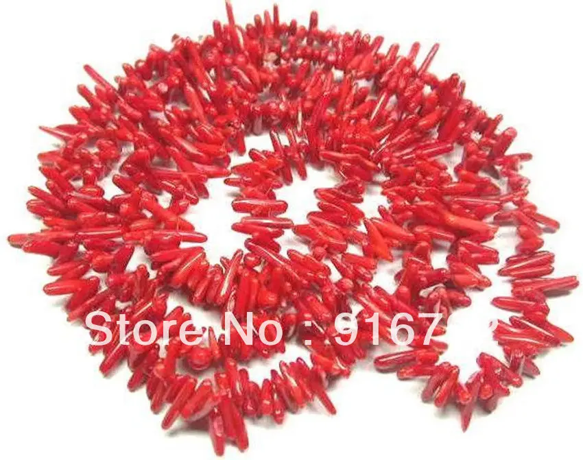

free shipping Long 35"inch Asia Natural red branch coral Necklace