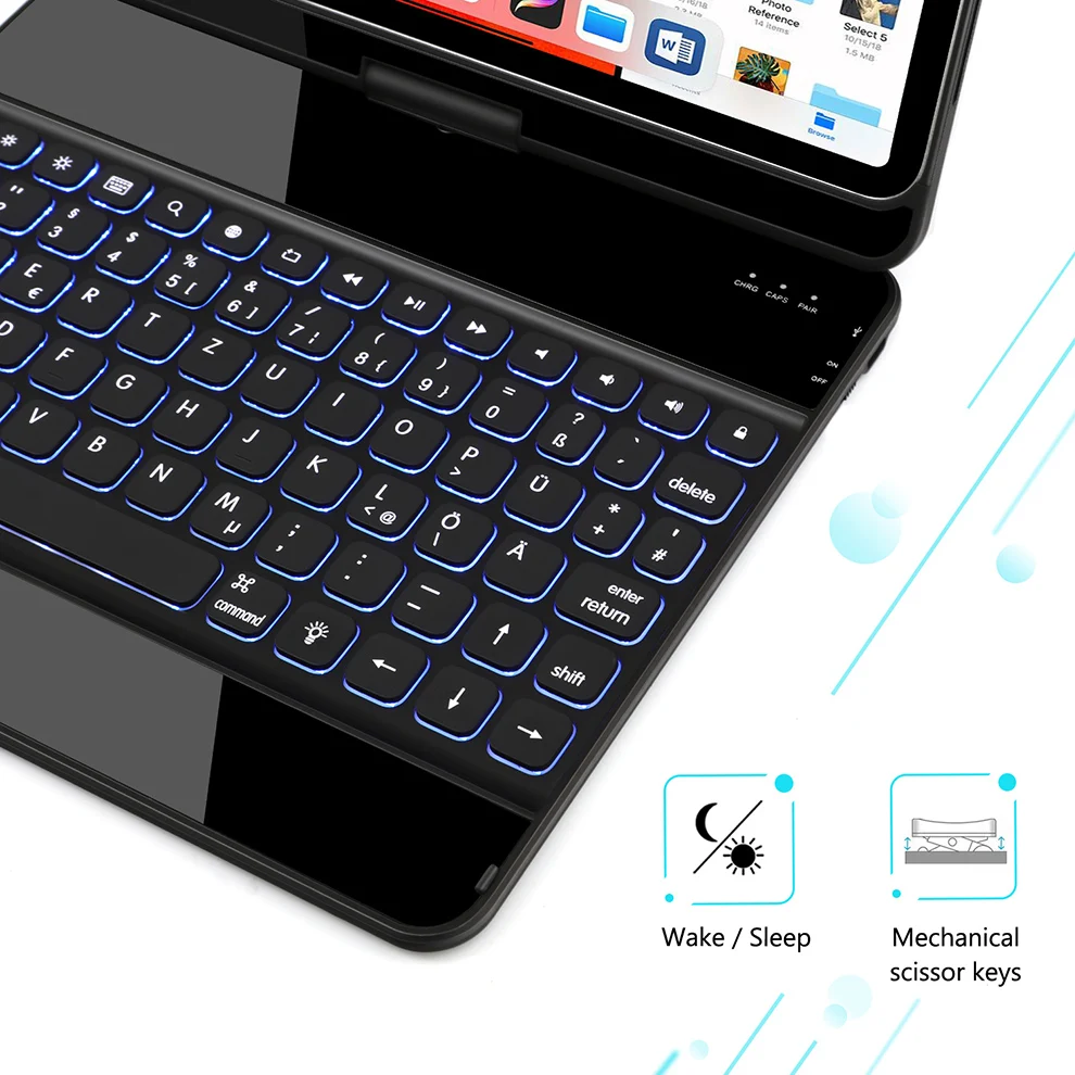 Чехол для беспроводной клавиатуры SeenDa с подсветкой и Bluetooth iPad Pro 11 2018 чехол