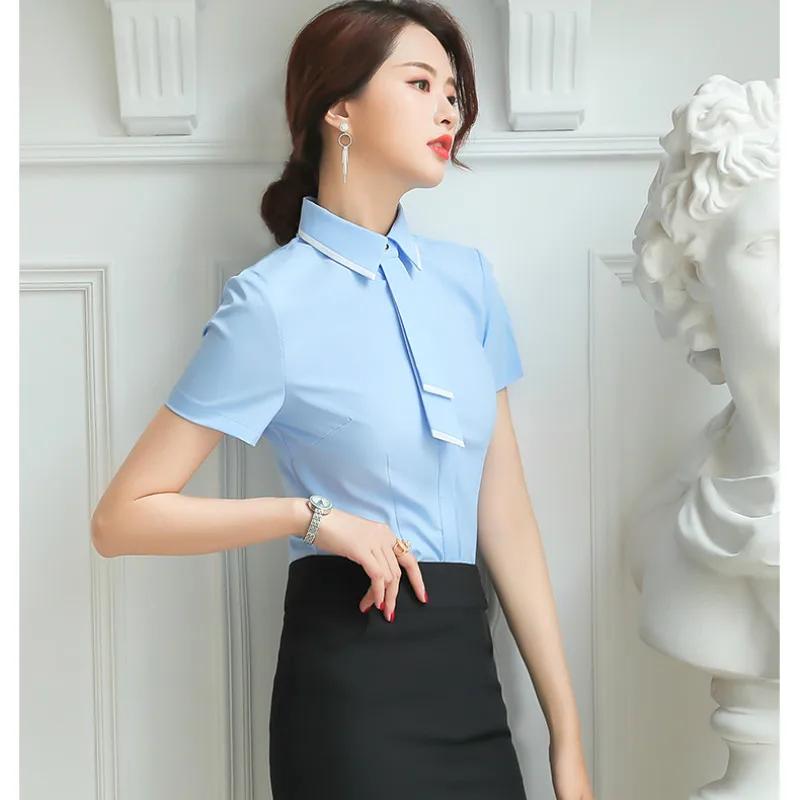 Women Tops 2019 Summer White Professional Shirt Short Sleeve Is Decorated with Clothes Temperament Large Size Women's Clothing | Женская