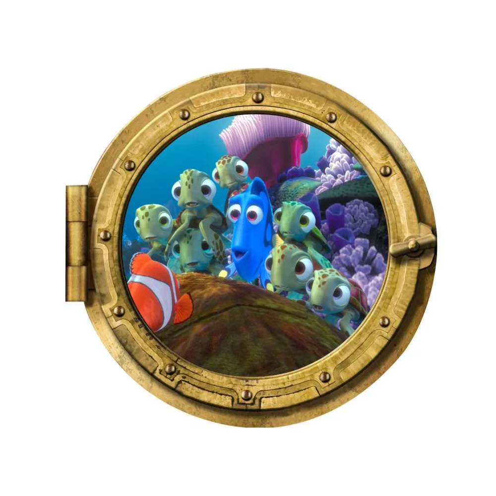 3d вид на океан окно рыбы Настенная Наклейка в детскую ванную Переводные картинки