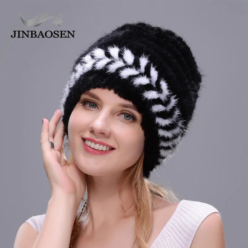 JINBAOSEN женская зимняя Толстая теплая шапка из натурального меха норки шапки для