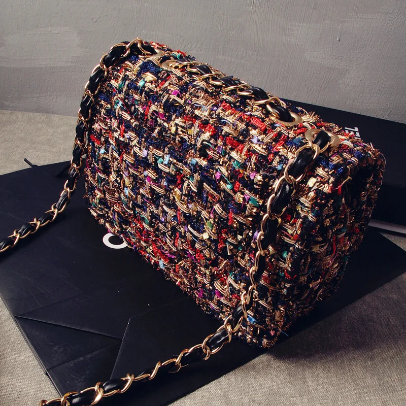 Новинка 2019 женская модная шерстяная маленькая квадратная сумка с замком через