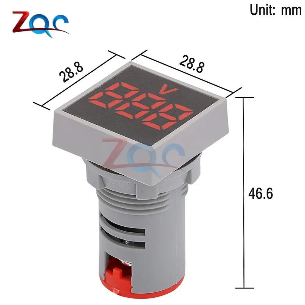 Square LED Digital Dual Display Voltmeter Ammeter Signal Lights Volt Voltage Gauge Current Tester Meter AC 60 500V 0 100A 220V|Измерители