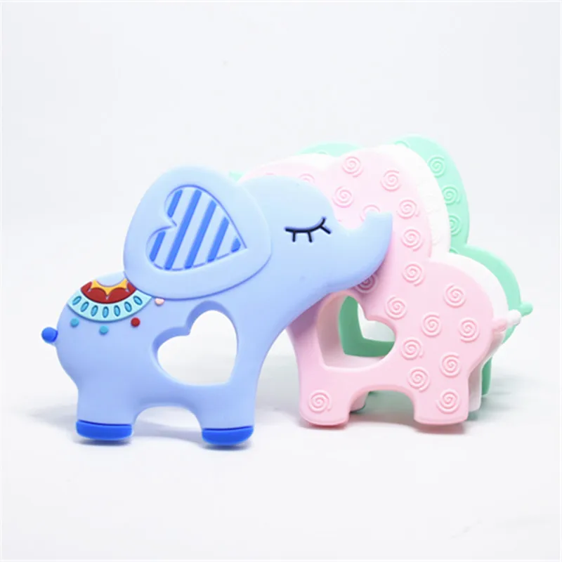 Mordedor de silicona con forma de elefante para beb&eacute;, collar de dentici&oacute;n sin BPA, accesorios de grado alimenticio, juguete de dentici&oacute;n, 1 ud.-3