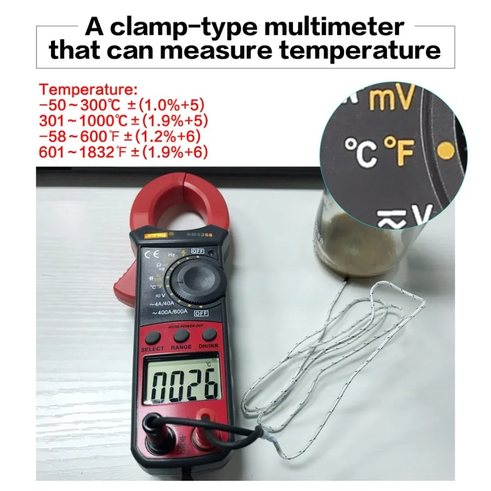 BM5268 Handheld Digital Clamp Meter Multimeter True RMS AC/DC Volt Amp Ohm Capacitance Frequency Temperature Diode Tester | Инструменты