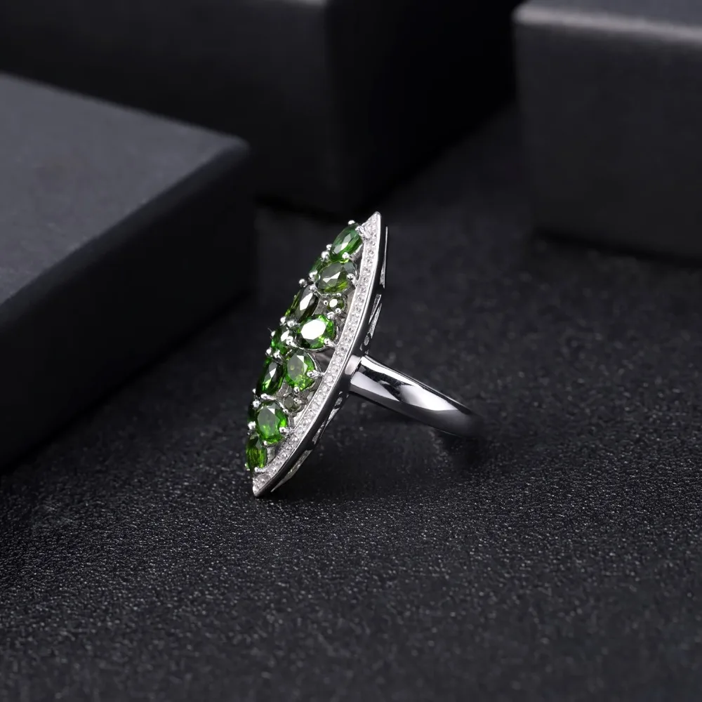 Gem балетки 5.0Ct Ct натуральный хром диопсид коктейльное кольцо 925 пробы серебро