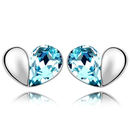 Женские серьги гвоздики с австрийскими кристаллами|heart stud earrings|brand earringsfashion earrings |