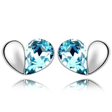 Женские серьги гвоздики с австрийскими кристаллами|heart stud