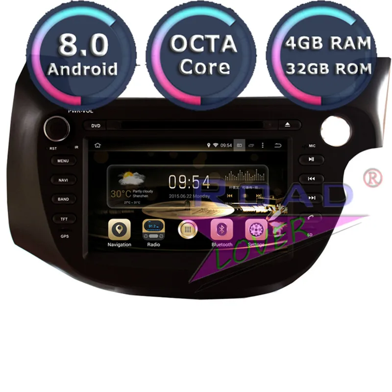 Roadlover Android 8 0 Автомобильный мультимедийный dvd плеер аудио для Honda Fit Jazz 2007 RHD Стерео