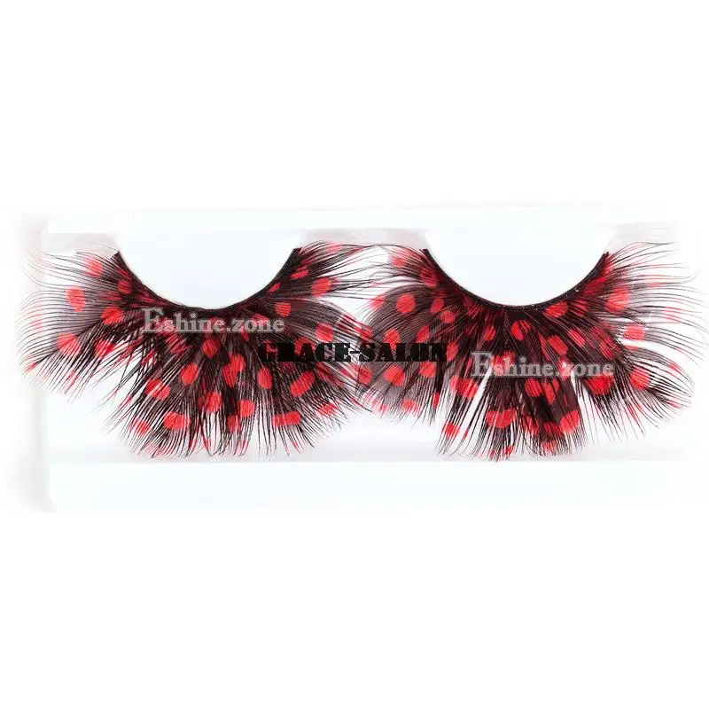 Макияж модные перьевые ресницы красные для наращивания Вечеринки На Хэллоуин|eye