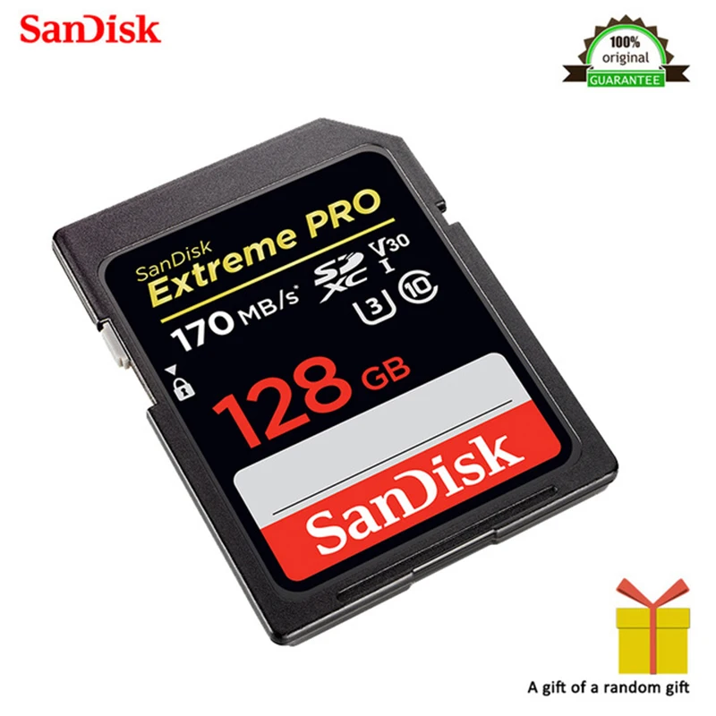 100% Оригинал SanDisk Extreme PRO SDHC SDXC UHS I 32 Гб 64 128 ГБ высокоскоростная карта памяти C10 U3 V30 SD
